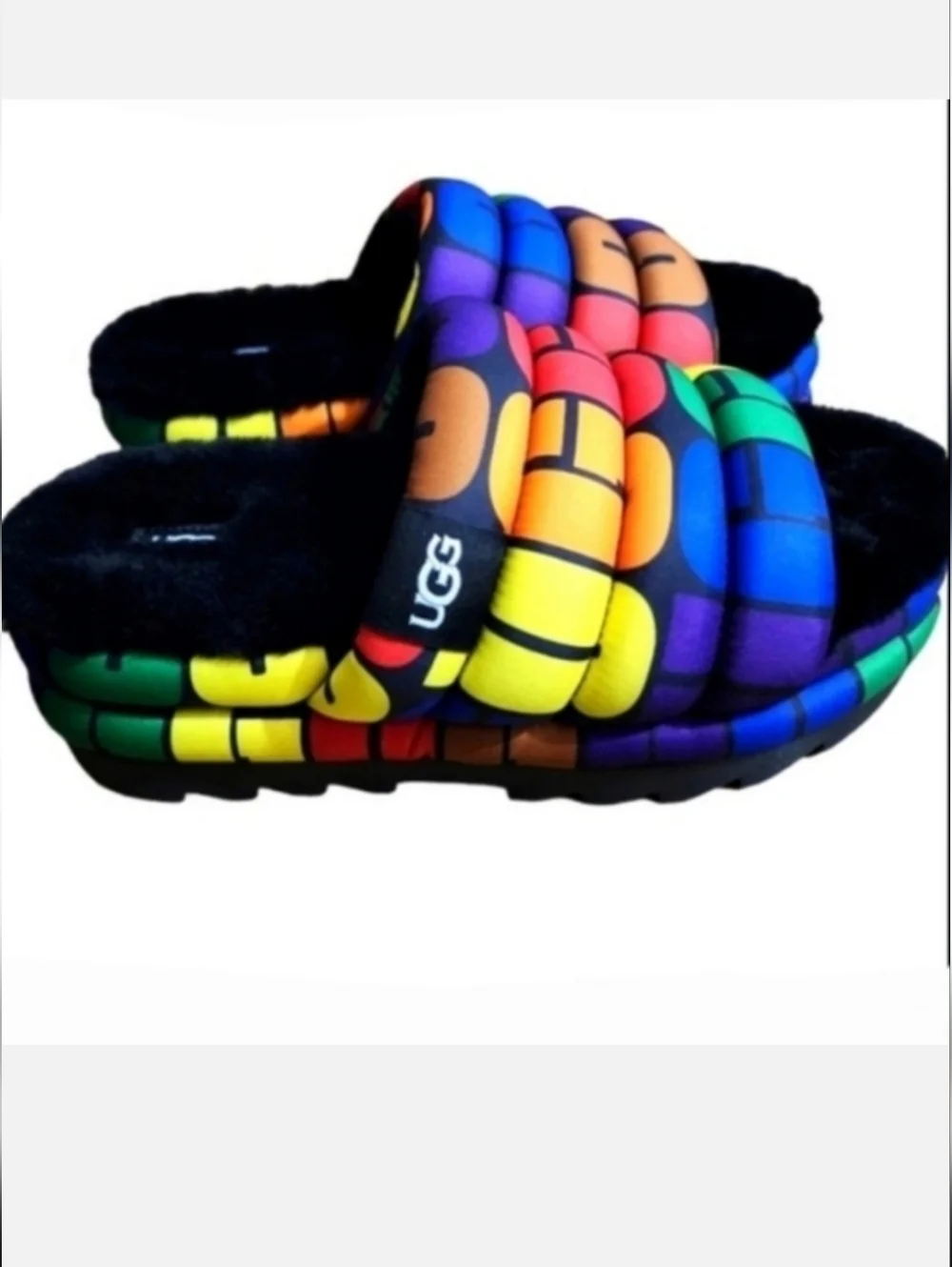 UGG Pride Logo Maxi Slide Shoes Multicolor Size 8 New